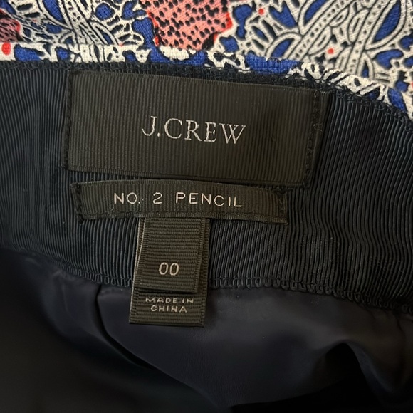 J. Crew Paisley No. 2 Pencil Skirt Size 00 Preppy Careerwear Classic Quirky - Picture 2 of 11